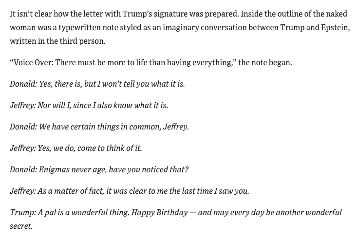 CollinRugg's tweet image. JUST IN: The Wall Street Journal releases an alleged letter from Donald Trump to Jeffrey Epstein for Epstein's 50th birthday.

President Trump says the letter "is a fake thing," and says he is going to sue the outlet.

The letter allegedly involved a hand-drawn woman with text…