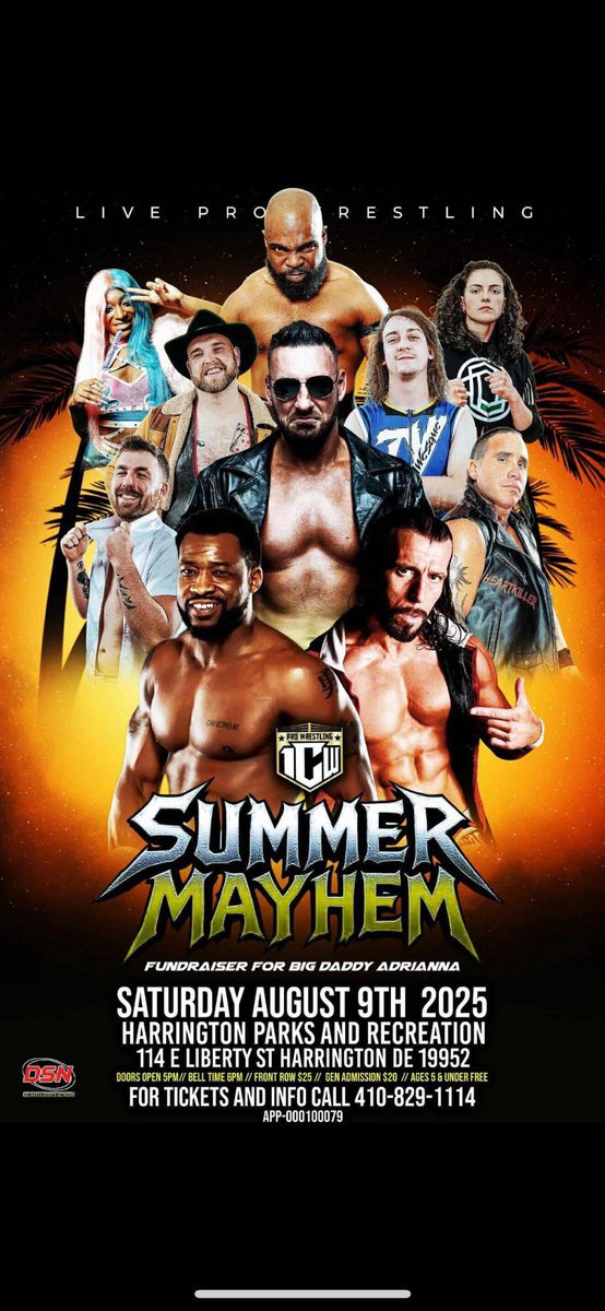 Get your tickets now wrestling fans - <a href="/DijakFYE/">DONOVAN DIJAK</a>’s 1st Indy date in Delaware and the Reunion of All Night Express <a href="/KennyKingPb2/">Evolving….</a> &amp; <a href="/RhettTitusANX/">The Professional 💀</a>!!!