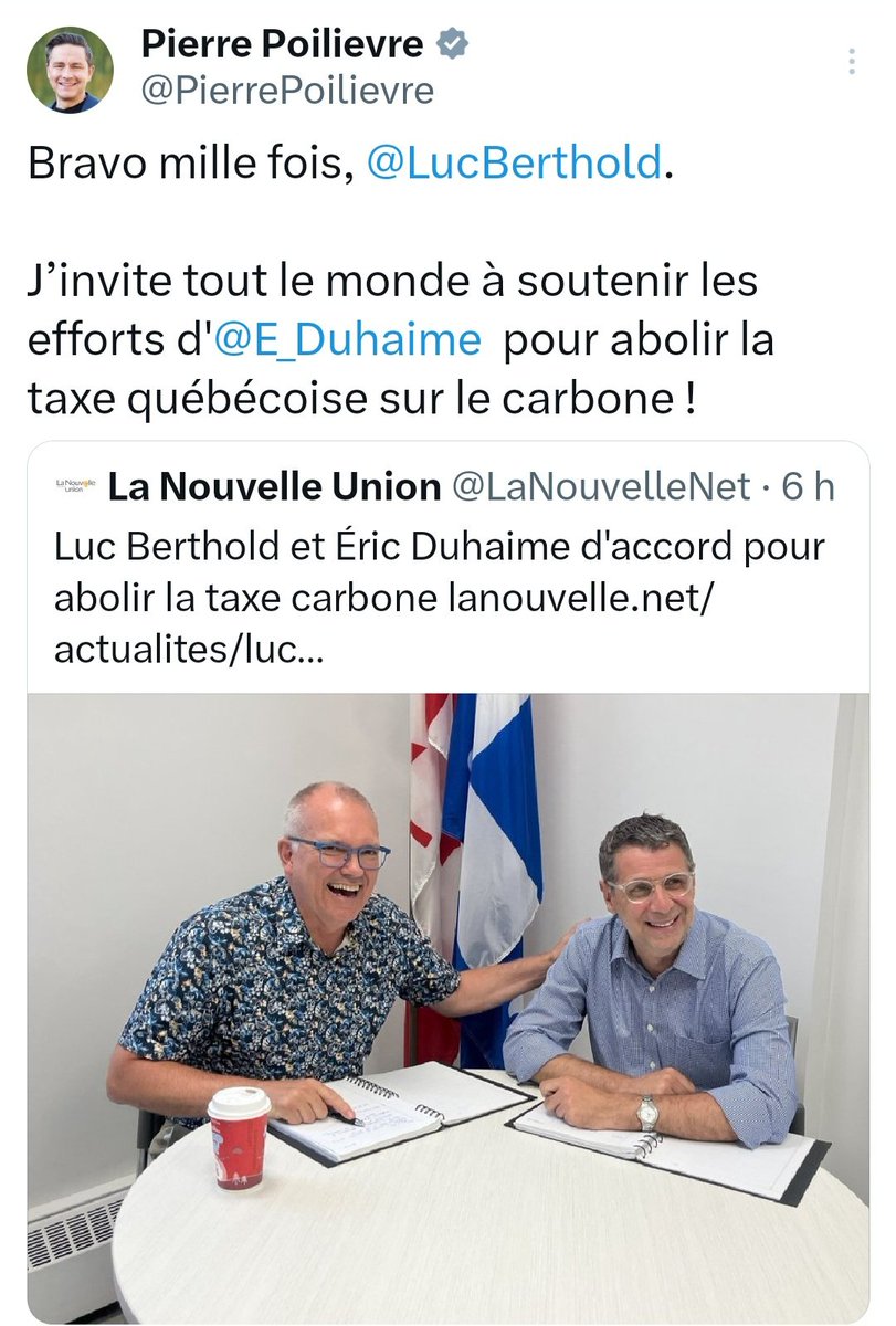 guillaum3roy's tweet image. Pierre Poilievre, Luc Berthold et Pierre Paul-Hus appuient la candidature de Éric Duhaime dans Arthabaska.