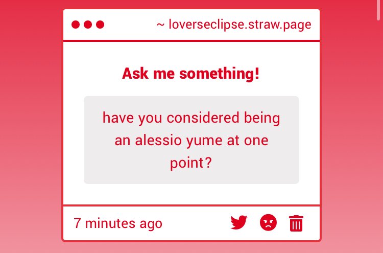 LoversEcIipse's tweet image. the thought has definitely crossed my mind at one point, but the recent drama within the dctwt yume community honestly killed ANY interest i could’ve have lol. i have no idea how it works anyways, i do love my dc yume oomfs though they’re really strong beings despite everything