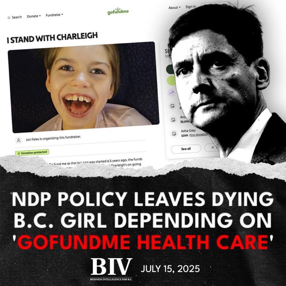 ClaireRattee's tweet image. This government is still handing out free fentanyl, but won’t pay for the one medication keeping a 10-year-old girl alive?
Charleigh Pollock has a terminal illness. The NDP cut off her life saving treatment. Now her family is turning to GoFundMe while David Eby plays politics…