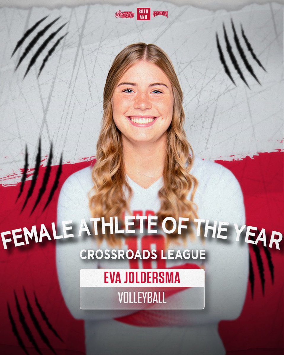 IWUWildcats's tweet image. Congratulations to Eva Joldersma for being named Crossroads League Female Athlete of the Year for the second consecutive year!🏐👏
📰IWUWildcats.com
#BothAnd