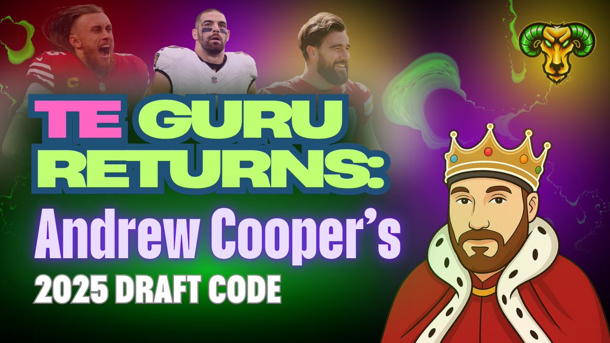 JD | Draft Room Baller (@draftroomballer) on Twitter photo 👑 The TE Guru RETURNS
Tomorrow 1PM ET we’re joined by <a href="/CoopAFiasco/">Andrew Cooper</a> for his 6th appearance in the GOAT District 🎙️ with <a href="/OverHypedSleepr/">Dan Williamson</a> & I.
🧠 His 2025 Draft Code:
— QBs to target & fade
— RB & WR value pockets
— TE Strategy Masterclass 👀
Don’t miss this one 💣
Link in 🧵 👑 The TE Guru RETURNS
Tomorrow 1PM ET we’re joined by <a href="/CoopAFiasco/">Andrew Cooper</a> for his 6th appearance in the GOAT District 🎙️ with <a href="/OverHypedSleepr/">Dan Williamson</a> & I.
🧠 His 2025 Draft Code:
— QBs to target & fade
— RB & WR value pockets
— TE Strategy Masterclass 👀
Don’t miss this one 💣
Link in 🧵