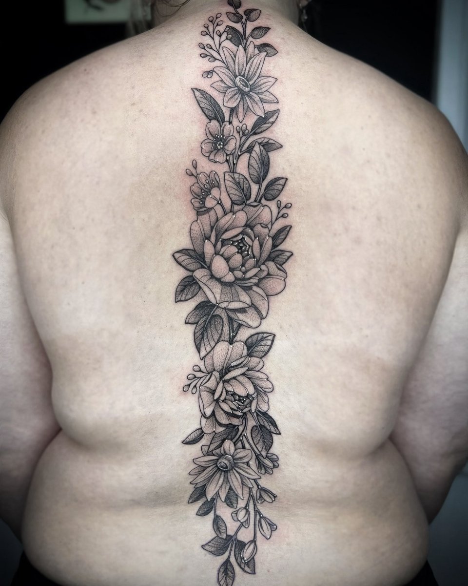 kayseeshuster's tweet image. Floral spine I did todayyy