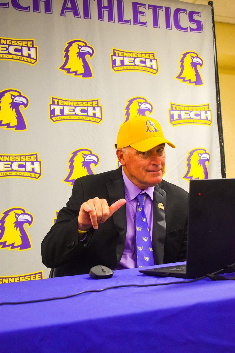 TNTechFootball's tweet image. OVC Media Day!
Head Coach Bobby Wilder with Captains Tim Coutras and Aaron Swafford locked in for today’s OVC Media Day!
#AimHigh | #WingsUp