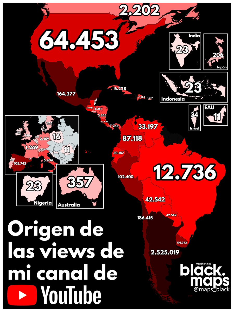 Origen de las views de mi canal de YouTube