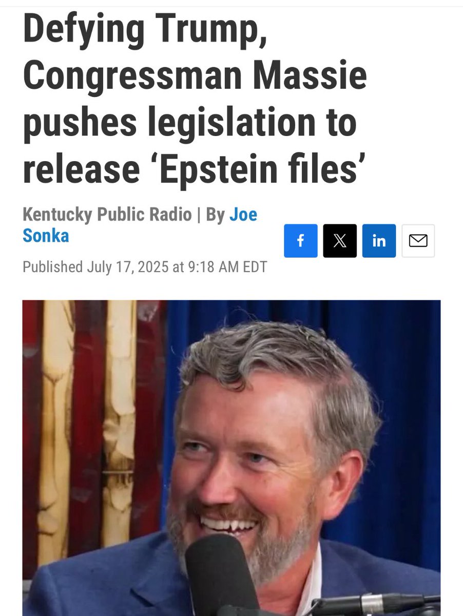 MassieforKY's tweet image. The swamp is already trying to undermine my effort, but I am plowing forward on forcing this vote to happen using a procedure called a “discharge petition.”
lpm.org/news/2025-07-1…