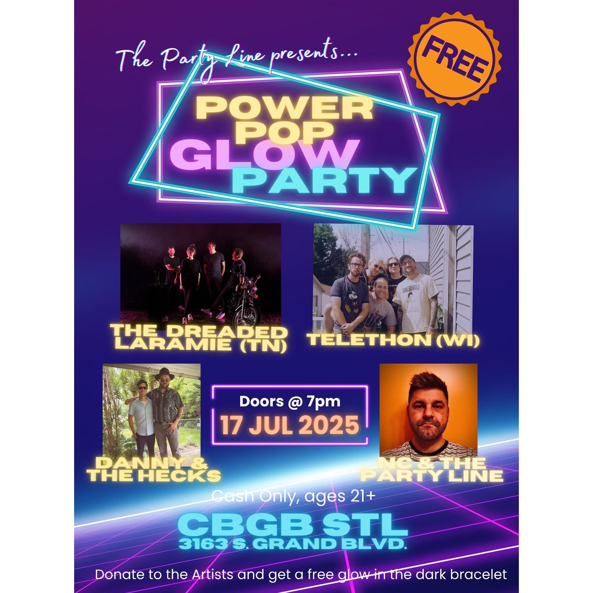 ST. LOUIS WITH THE FREE GLOW BRACELETS! 💫 TONIGHT AT CBGB! ⭐️ COME THROUGH! 🙏