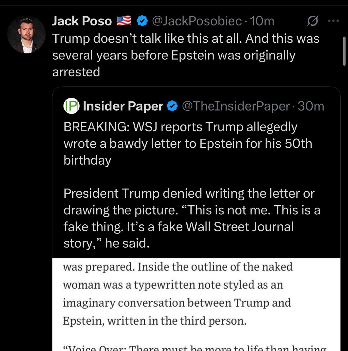 wsteaks's tweet image. MAGA influencers who has been critical of Trump’s handling of Epstein files coming to his defense over WSJ story: