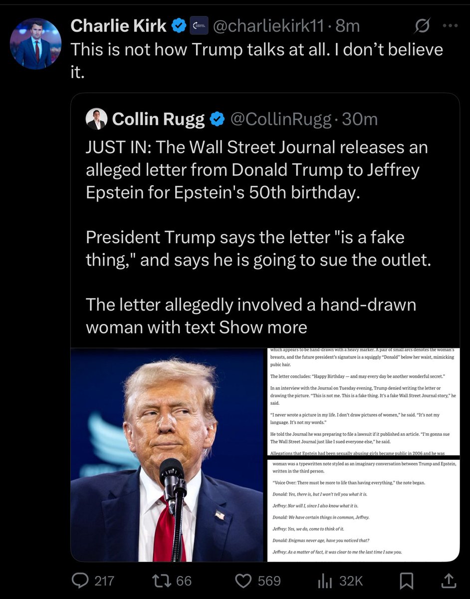 wsteaks's tweet image. MAGA influencers who has been critical of Trump’s handling of Epstein files coming to his defense over WSJ story: