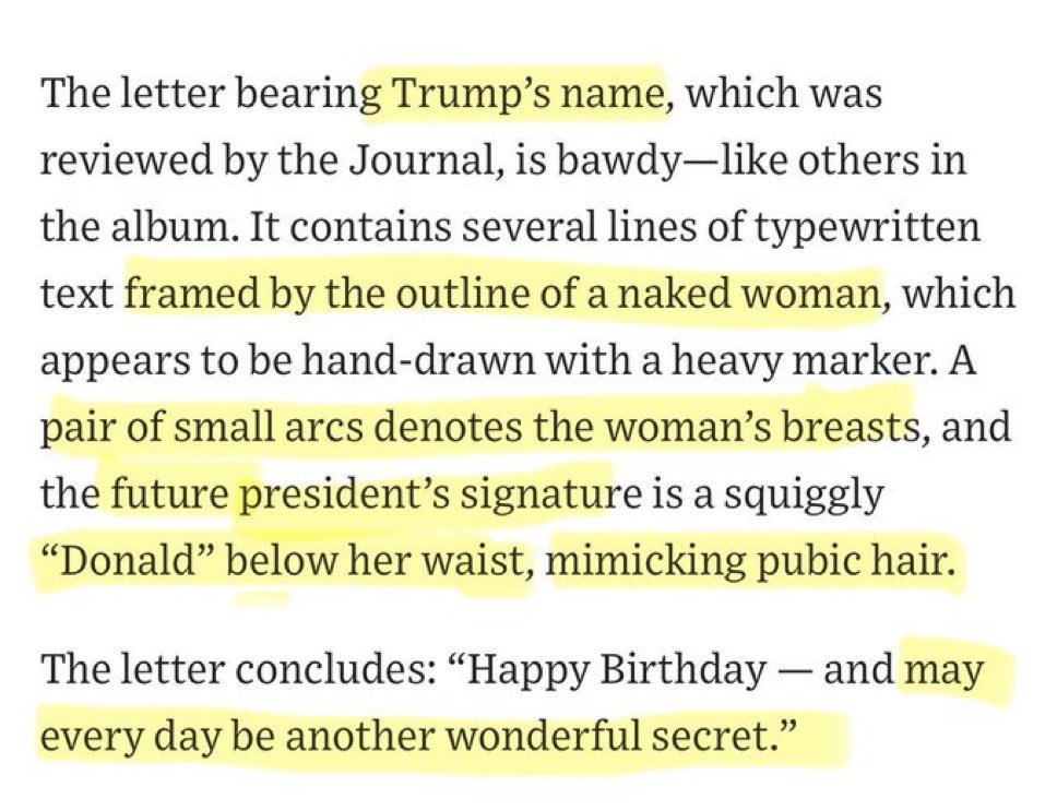 Walz4Pres's tweet image. 🚨🚨🚨BREAKING: Trump reportedly sent a “birthday letter” to Jeffrey Epstein containing a drawing of a naked woman with “Donald” written on her waist. The letter concluded with “may everyday be another wonderful secret”.
LOCK HIM UP