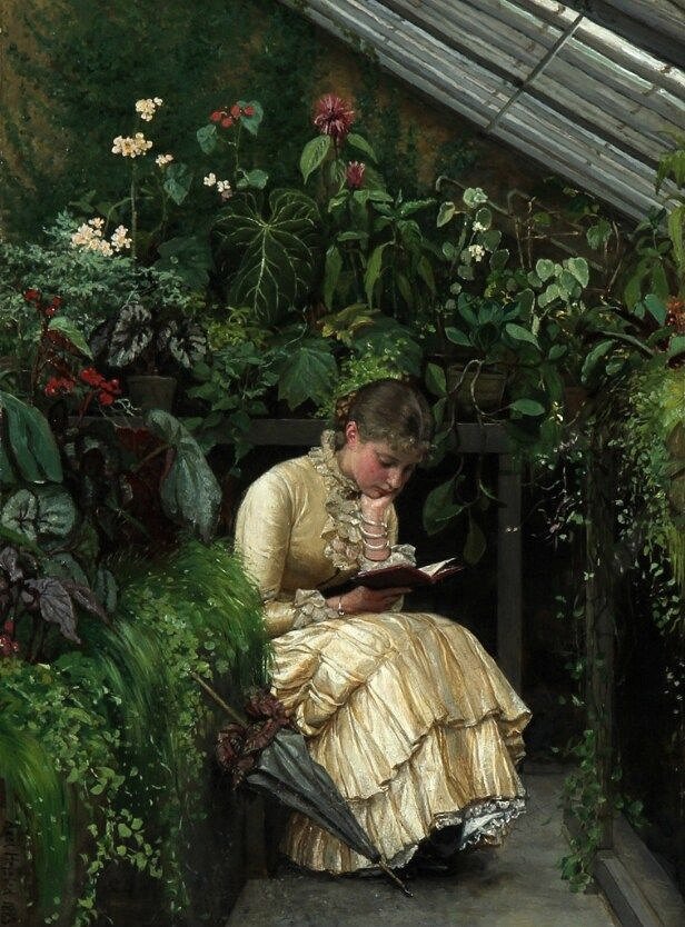 Art__Paintings's tweet image. Axel Helsted
Danish artist (1847-1907)
Reading in the greenhouse