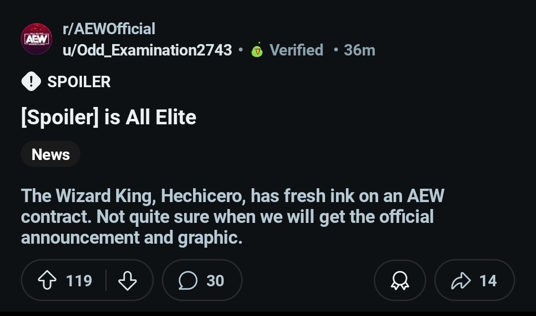 brucercap's tweet image. According to a verified Reddit user, Hechicero has signed a contract with AEW.
He seems to have legitimate backstage sources. If true, it's probably a dual contract.
Only time will tell how accurate this is.