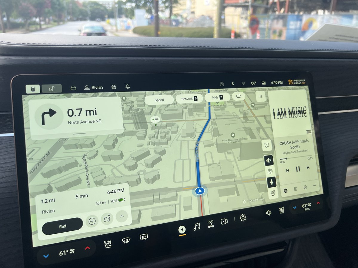 RivianUpdates's tweet image. Google Maps from the new Rivian software update looks soooo good!