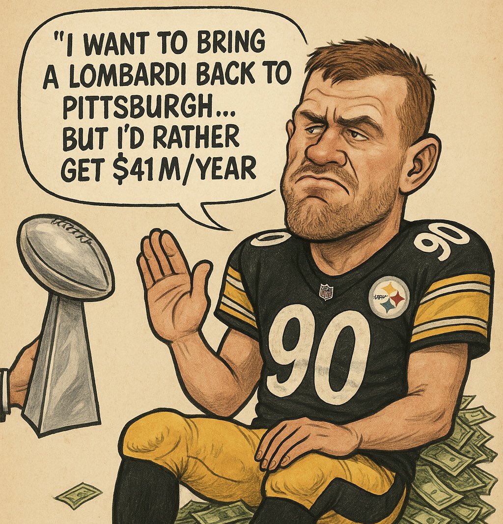 Patriot players routinely took less money to win Super Bowls.
T.J. Watt: “I want to bring a Lombardi back to Pittsburgh… but I’d rather get $41M/year”