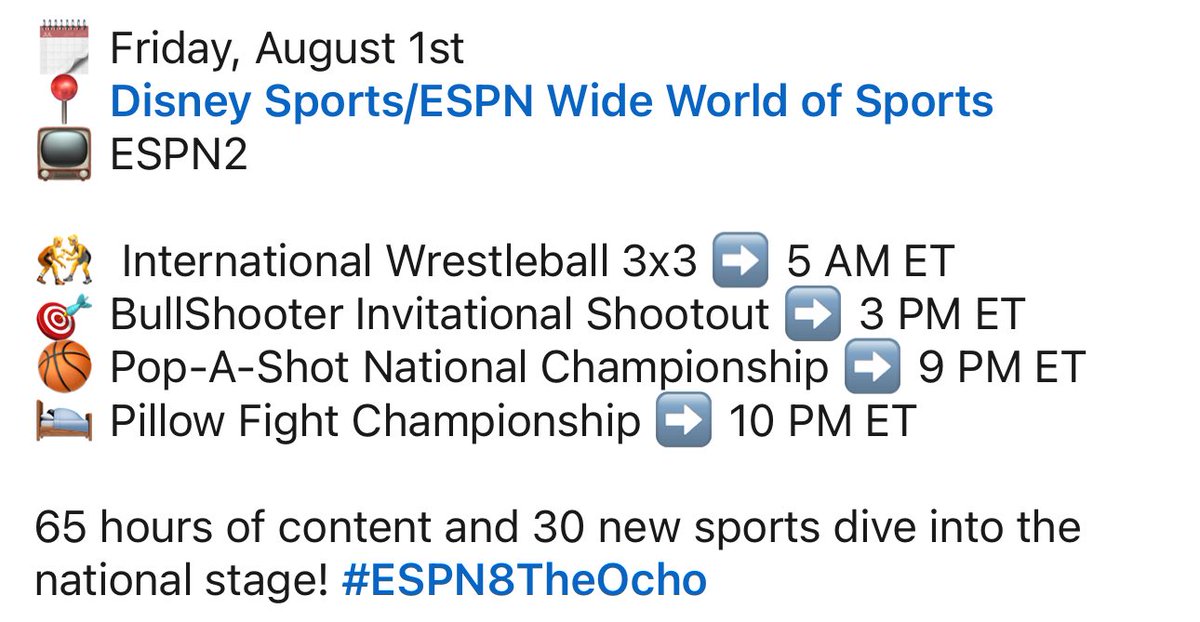 We hope you join us for an electric day of ESPN8: The Ocho 📺