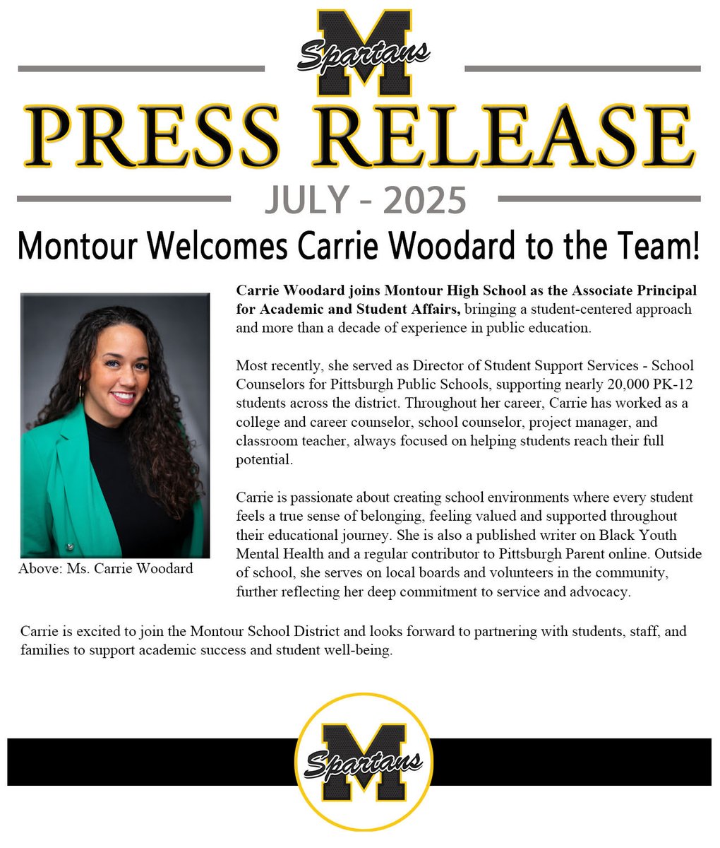 Welcome to Montour! We are excited to welcome Carrie to our family!