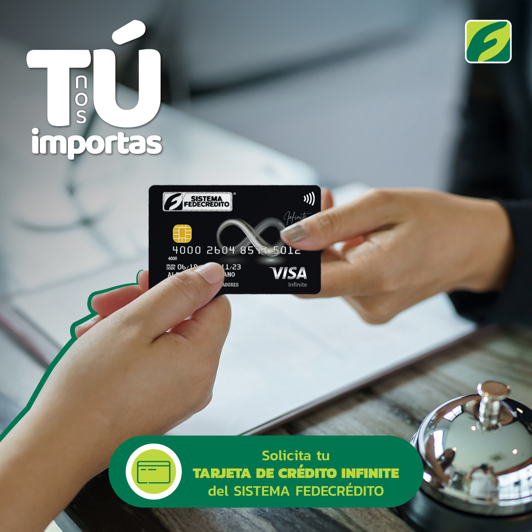 💳 Disfruta experiencias únicas y servicios exclusivos con tu Tarjeta de Crédito Visa Infinite* del SISTEMA FEDECRÉDITO.

#TúNosImportas #TarjetasDelSISTEMAFEDECRÉDITO

*Visítanos para más información sobre tasas de interés, comisiones y recargos.