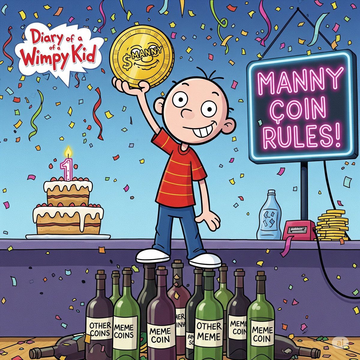 Eh, do you know any meme coin that dare to take its time in the meme coin world? Not a week—a whole year! $MANNY coin, straight from Manny Heffley’s Diary of a Wimpy Kid playbook, is fine wine, not cheap swill. Crafted for laughs, not cash grabs! 🧀 #MannyCoin #MemeCoinElite
