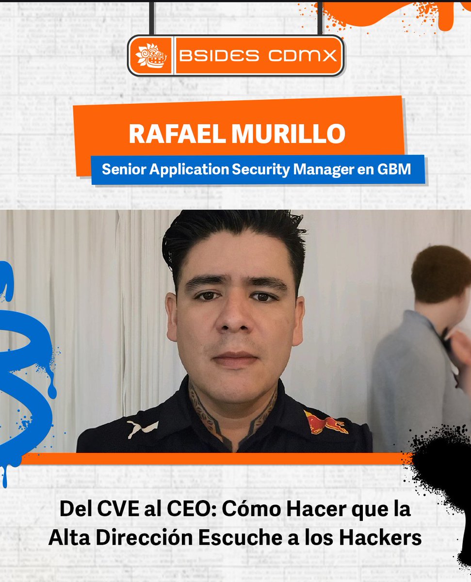 bsidescdmx's tweet photo. 🎤 ¡Nos emociona presentar a RAFAEL MURILLO !
No te pierdas esta sesión imperdible en #BSidesCDMX 🔥
¡Gracias por ser parte de esta comunidad! 🩵
#bsidescdmx #securitybsides https://t.co/9KE3I1revu