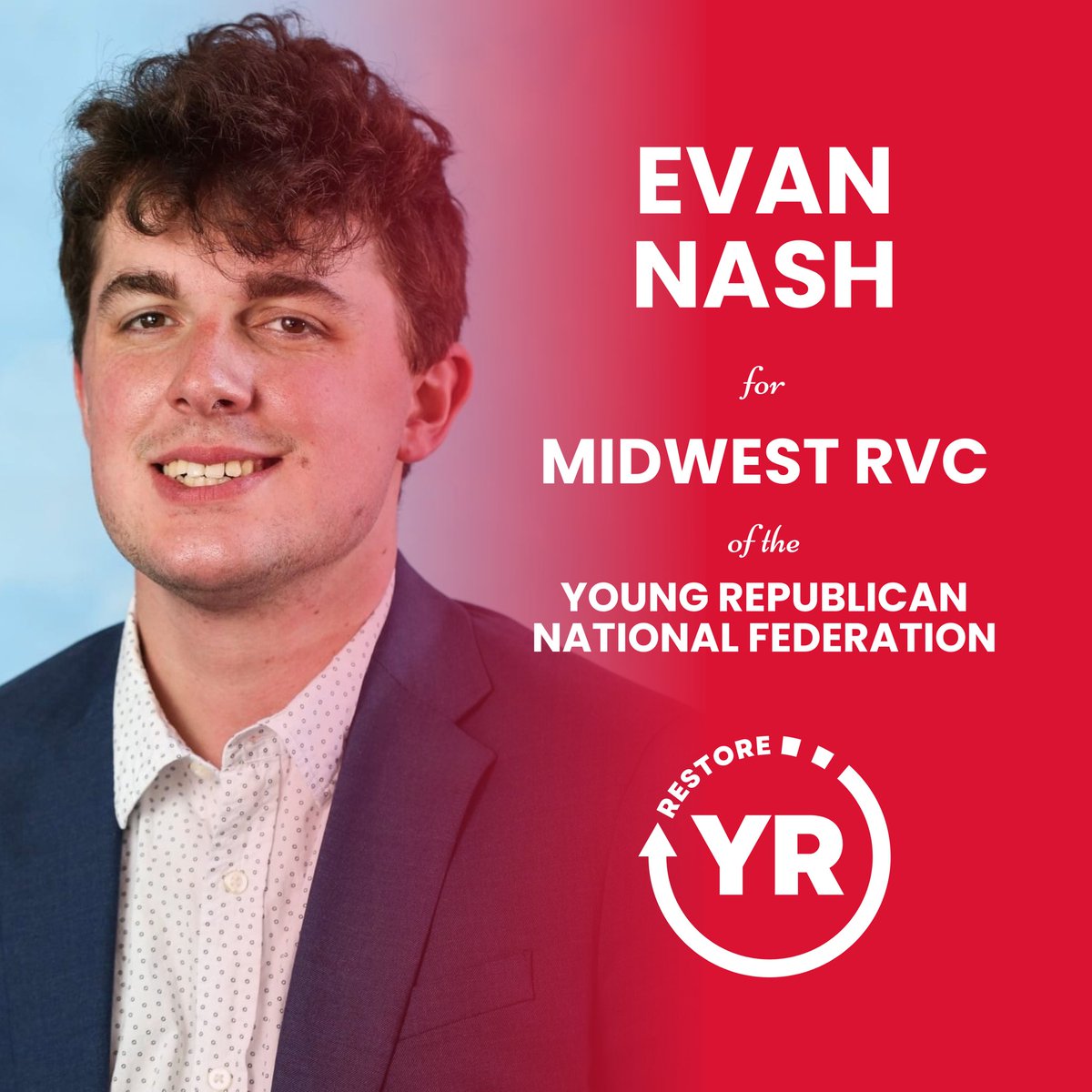 RestoreYR's tweet image. Meet @EvanGrayNash, #RestoreYR candidate for @YRNational Midwest Region Vice Chair:
Born in Colorado, raised in Kentucky, and now a proud Ohioan, Evan’s political journey began in high school as he watched the pandemic trample our civil liberties.
Since then, he’s remained…