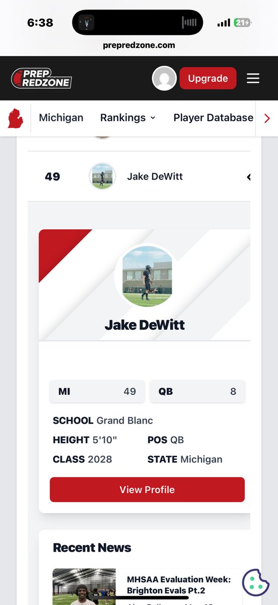Jake Dewitt (@jakedewitt2028) on Twitter photo Blessed to be ranked as the 49th best player in the C/O 2028 in Michigan and the 8th best Qb. Still a ton of work to do.
<a href="/PrepRedzone/">Prep Redzone 🏈</a>
<a href="/PrepRedzoneMI/">Prep Redzone Michigan</a> <a href="/alex_pallone/">Alex Pallone</a> <a href="/FlintPrepFan/">Flint Prep Fan</a> <a href="/ForrKaleb/">Coach Kaleb Forr</a> <a href="/QualityQBs/">Joseph Boisture</a> <a href="/CKeeNaN38/">Chris Keenan</a> <a href="/TheD_Zone/">The D Zone</a> Blessed to be ranked as the 49th best player in the C/O 2028 in Michigan and the 8th best Qb. Still a ton of work to do.
<a href="/PrepRedzone/">Prep Redzone 🏈</a>
<a href="/PrepRedzoneMI/">Prep Redzone Michigan</a> <a href="/alex_pallone/">Alex Pallone</a> <a href="/FlintPrepFan/">Flint Prep Fan</a> <a href="/ForrKaleb/">Coach Kaleb Forr</a> <a href="/QualityQBs/">Joseph Boisture</a> <a href="/CKeeNaN38/">Chris Keenan</a> <a href="/TheD_Zone/">The D Zone</a>