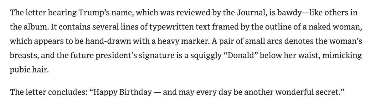 juliaioffe's tweet image. A hand-drawn happy 50th birthday greeting to Jeffrey Epstein by the very artistic Donald J. Trump. wsj.com/politics/trump…