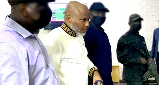 EmekaGift100's tweet photo. Nnamdi Kanu Goes to Court Tomorrow 

Nnamdi Kanu, the leader of the Indigenous People of Biafra (IPOB), is set to appear in court tomorrow, July 18, 2025, at the Federal High Court in Abuja before Justice James Omotosho. The hearing will focus on the adoption of written addresses concerning a no-case submission presented by Kanu's defense team, which is led by Kanu Agabi (SAN), after the prosecution concluded its case on June 19, 2025.

The defense contends that the prosecution has not succeeded in establishing a prima facie case against Kanu, who is facing seven counts of terrorism-related charges, to which he has entered a plea of not guilty. This trial has garnered considerable attention, with public opinion and calls for support for Mazi Nnamdi Kanu. Furthermore, the Kenyan High Court's decision on June 24, 2025, deemed Nnamdi Kanu's 2021 extradition from Kenya to Nigeria as unlawful, unconstitutional, and a breach of his fundamental rights, resulting in an award of 10 million Kenyan shillings (approximately ₦119.5 million) in damages.

This ruling carries significant consequences for Kanu's court appearance tomorrow, July 18, 2025, at the Federal High Court in Abuja, where Justice James Omotosho will oversee the adoption of written addresses related to a no-case submission in Kanu's terrorism trial.

The world is eager to observe how the Nigerian judiciary will manage this highly sensitive global case.

#FreeNnamdiKanu