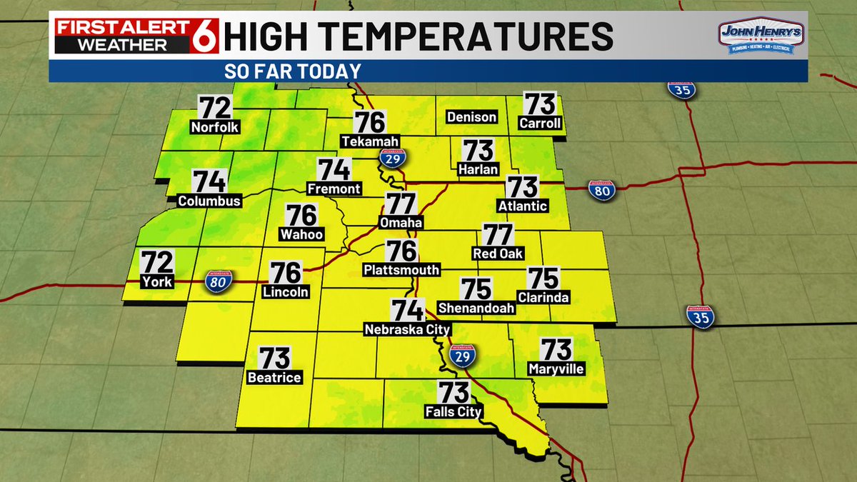 RustyLord's tweet image. Here's a look at the high temperatures across our area from earlier today.