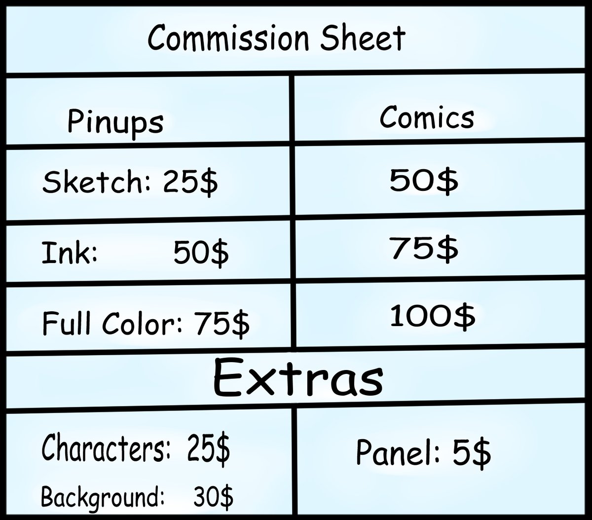 I'm open for Commissions as well, I'll have 30 slots open 
Dm me if your interested, here is my rates, thanks!