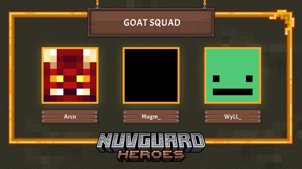 nuvguard's tweet image. 👑Announcing GOAT Squad👑
@ArcnMC @Mugm_ @WyLL_YT
Watch them in Nuvguard Heroes Invitational II
on Friday, July 18, 2pm EST!
