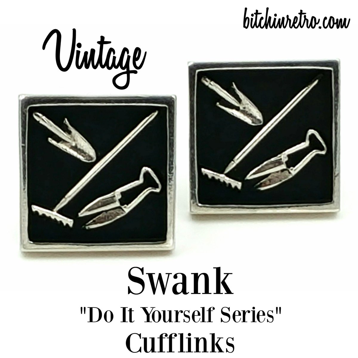 #Vintage #Swank #cufflinks in the "Do It Yourself" series features #gardening tools. A charming contradiction, or perhaps meant for the #farmer in all of us that gets dressed up in his Sunday best, but doesn't stray far from his roots.

#bitchinretro #wow

bitchinretro.com/products/swank…