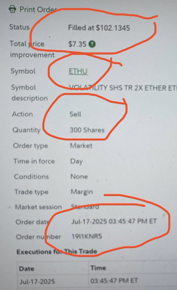 $ETHU swing trade fully closed out. Leveraged crypto trade. Yellow circle indicates built/scaled in position. Average ~$50.  All out today ~$100 See trade ticket. No greed.     100 percent gain