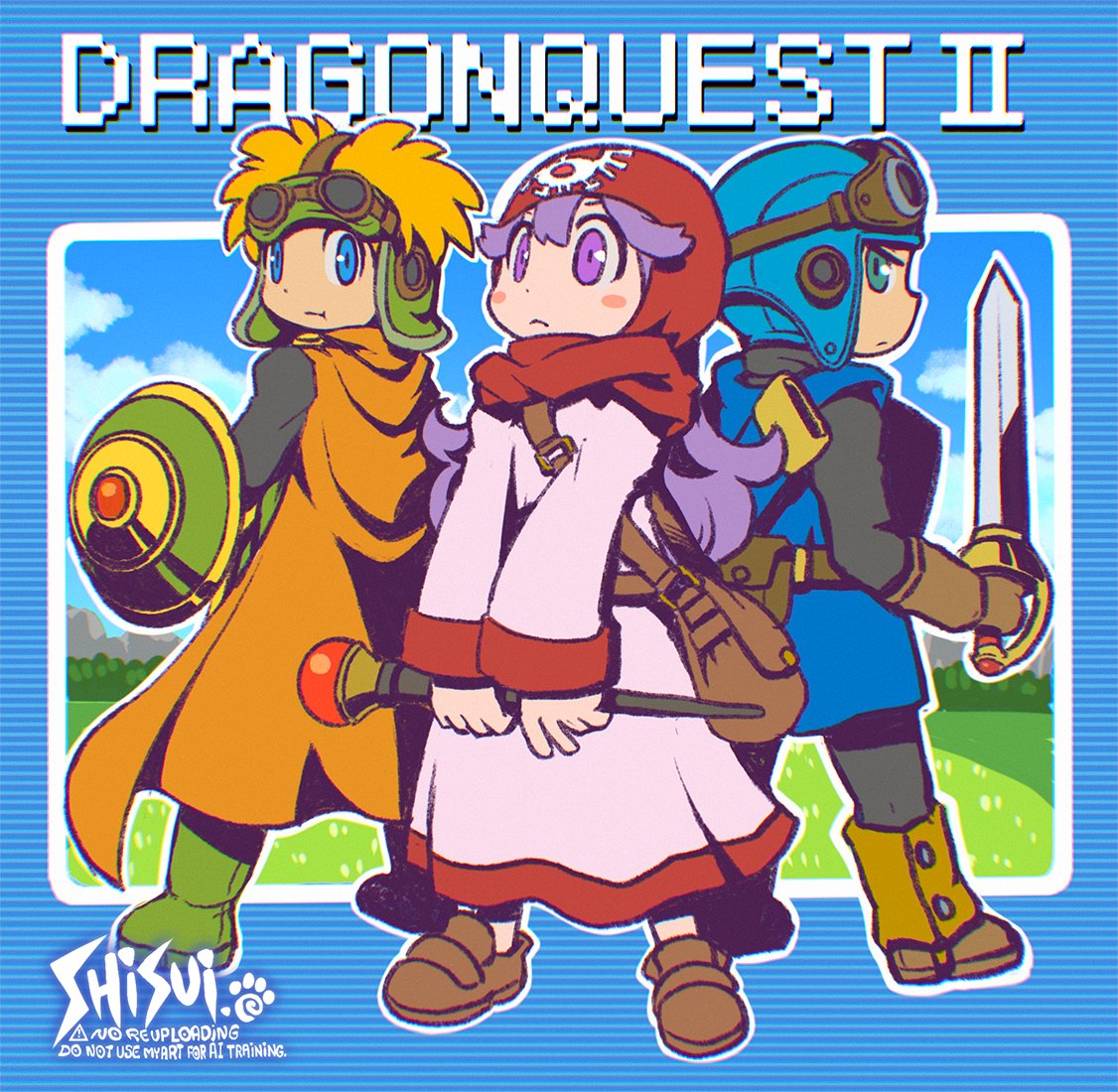 SHISUI101's tweet image. ラフで放置してたドラクエ絵を仕上げた～