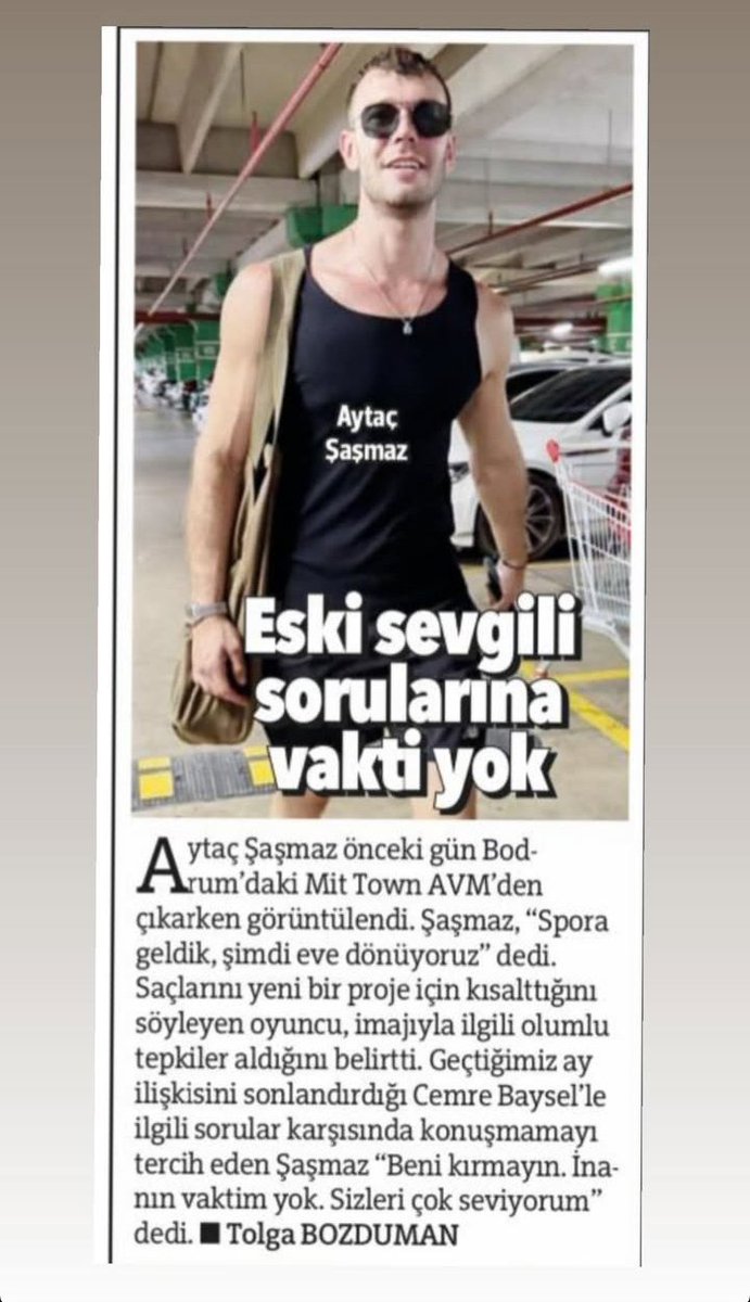AytacBrasil's tweet photo. #AytaçŞaşmaz concedeu uma entrevista para o jornalista Tolga Bozduman. 

🇧🇷: saiu do centro esportivo e disse que ia pra casa, sobre seu novo visual ficou feliz pelos elogios, e sobre relacionamento com #CemreBaysel: Não tenho tempo pra falar sobre isso, não fiquem chateados. https://t.co/rHpwJp3vbp