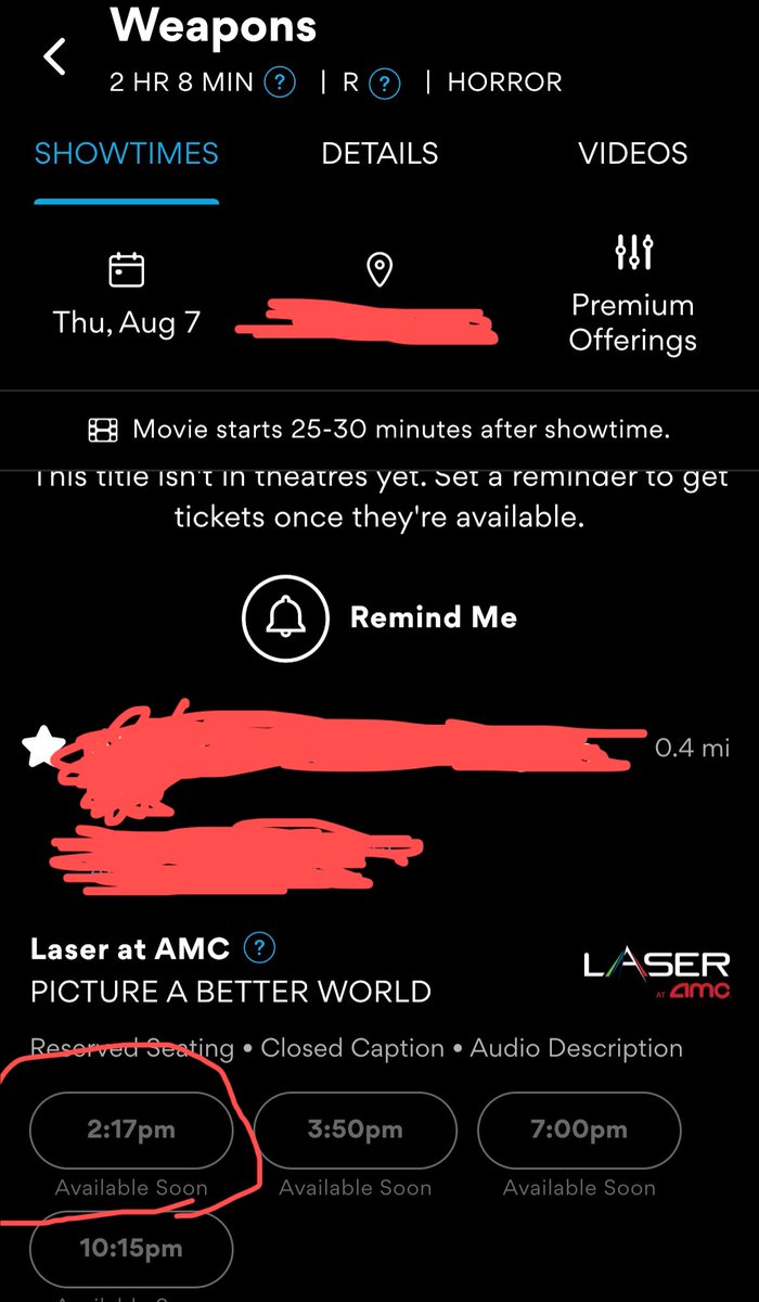 talkingdamovies's tweet image. Went to check if the weapons tickets are gonna go on sale soon at amc and this is extremely cool but if they were really committed they would’ve actually made the first preview screenings at 2:17am #WeaponsMovie