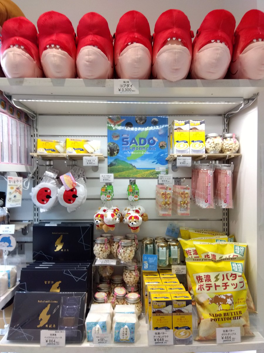 marinepiaheart's tweet image. 佐渡コーナーできました✨
本日より、水族館内で企画展示「SADO 世界に誇る自然と文化」がスタート😊
それに合わせてショップでも佐渡商品を販売します!
ぜひ、企画展示と合わせて商品も御覧ください。
※商品の内容が変わる場合がございます。
※予告なくコーナー展開を終了する場合がございます。