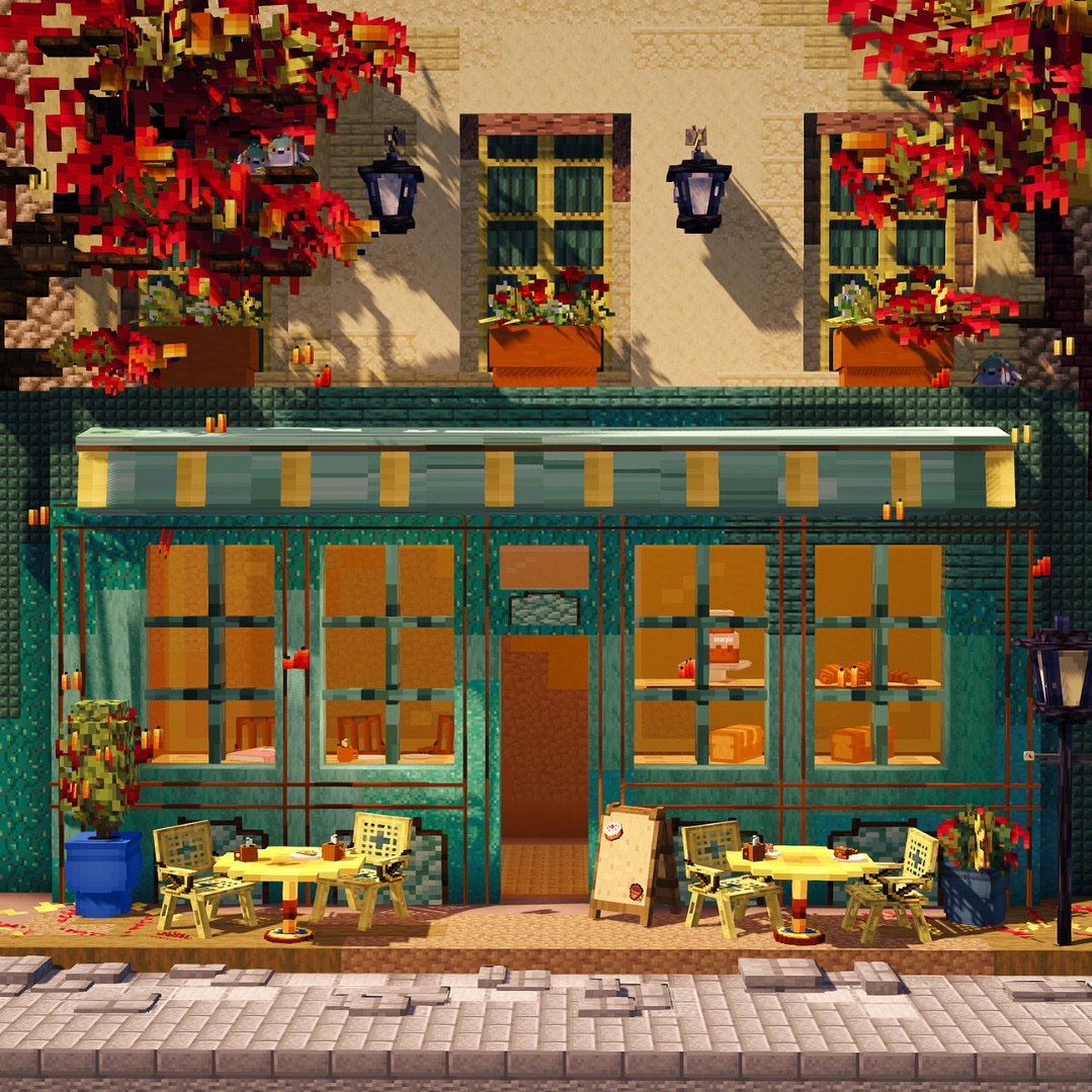 Minecraft Autum Cafe 
Vanilla Minecraft w/ display entities 
Part 1

#minecraft #minecraftbuilds #autumcafe