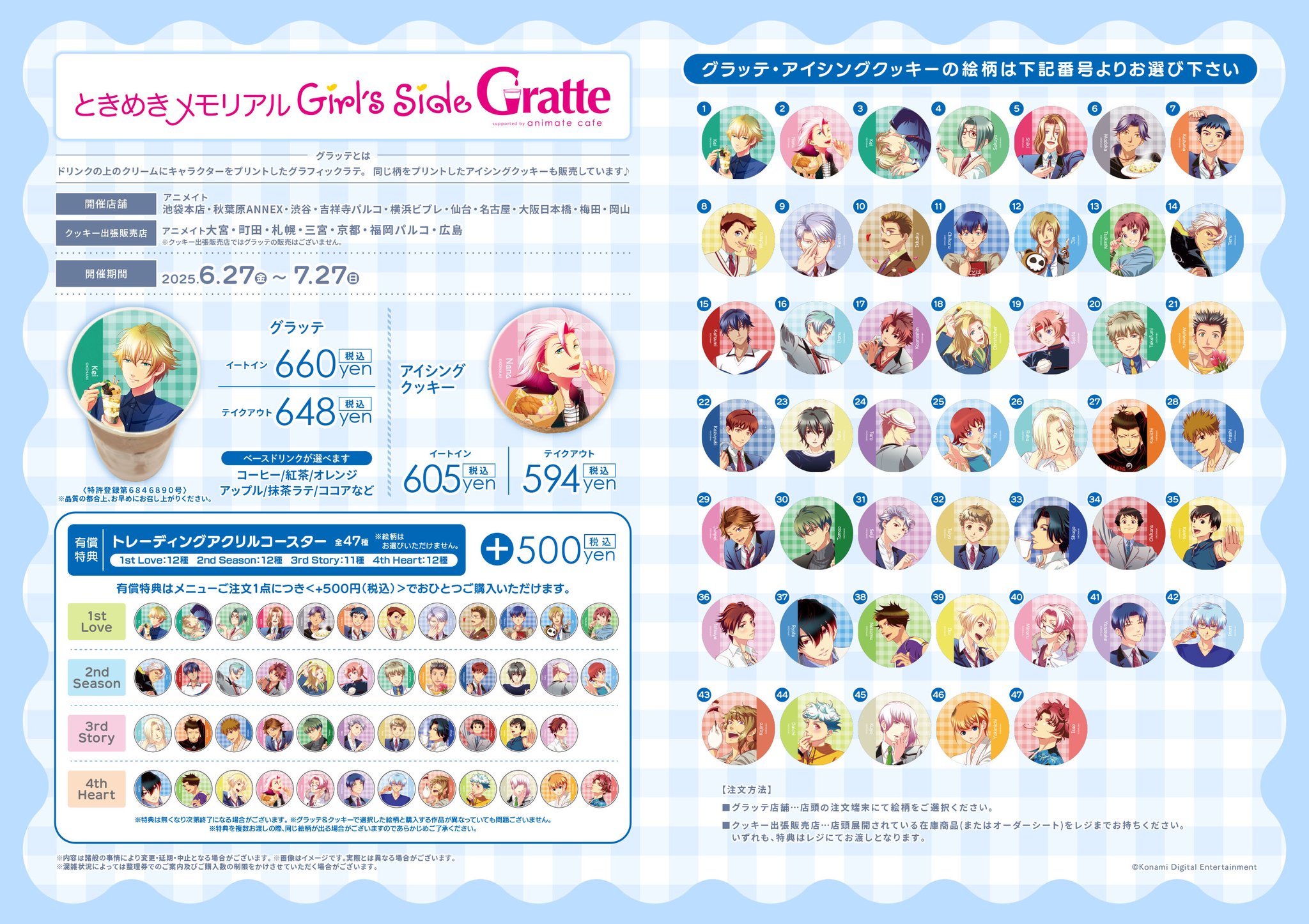 ときめきメモリアル グラッテ アクリルコースター 全15種類 まとめ売り ときめきメモリアル グラッテ アクリルコースター 全15種