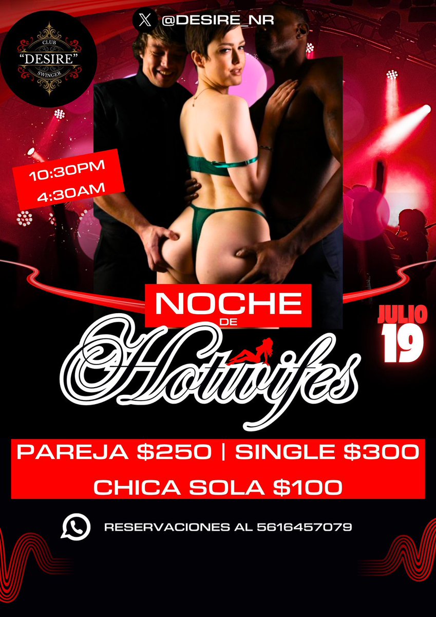 Lo más hot de la noche🔥
NOCHES DE HOTWIFE 💋🥵
Quien esta lista?
Ven a cumplir tus fantasías en el mejor club🔥😈
📍 Nos ubicamos en Nicolás Romero.
Regalanos RT 🔃 y ❤️