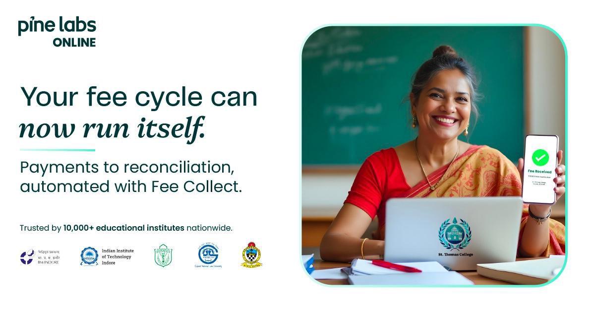 pinelabsonline's tweet image. To all principals, deans and admin of educational institutions: who runs your fee cycle?
With Fee Collect, your fee cycle can run itself. No more endless queues and paperwork for busy parents to worry about, and no more manual chaos for school staff.
📩 Want Fee Collect for…