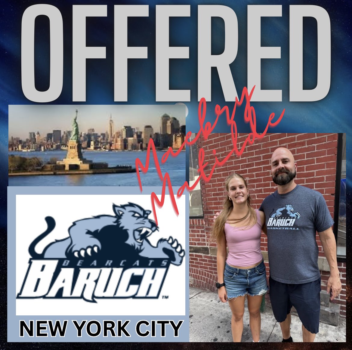 Phoenix Select (@phoenixselect) on Twitter photo Yes ma’am one more time‼️‼️
2026 <a href="/maebry3/">Maebry Magilke</a> earns an offer to <a href="/BaruchWBB/">Baruch Women's Basketball</a> in New York City🔥
Tremendously grateful to Head Coach Mike Katrozos for the opportunity🙏🏻
Baruch College is in Manhattan! Yes ma’am one more time‼️‼️
2026 <a href="/maebry3/">Maebry Magilke</a> earns an offer to <a href="/BaruchWBB/">Baruch Women's Basketball</a> in New York City🔥
Tremendously grateful to Head Coach Mike Katrozos for the opportunity🙏🏻
Baruch College is in Manhattan!