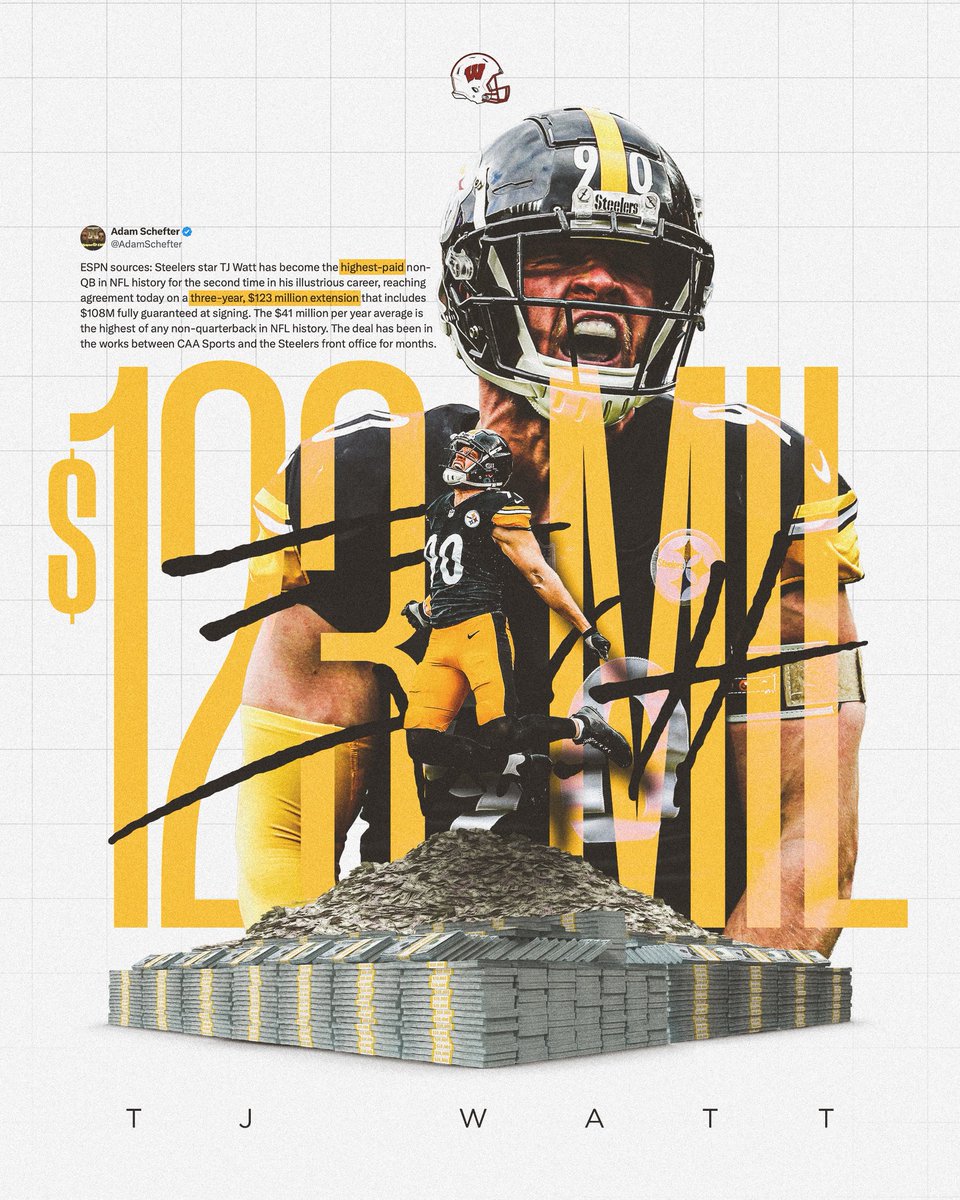 increasing the Wattage 🔋💰

Congrats on making history (again), <a href="/_TJWatt/">TJ Watt</a>!

#OnWisconsin x #MadeInMadison