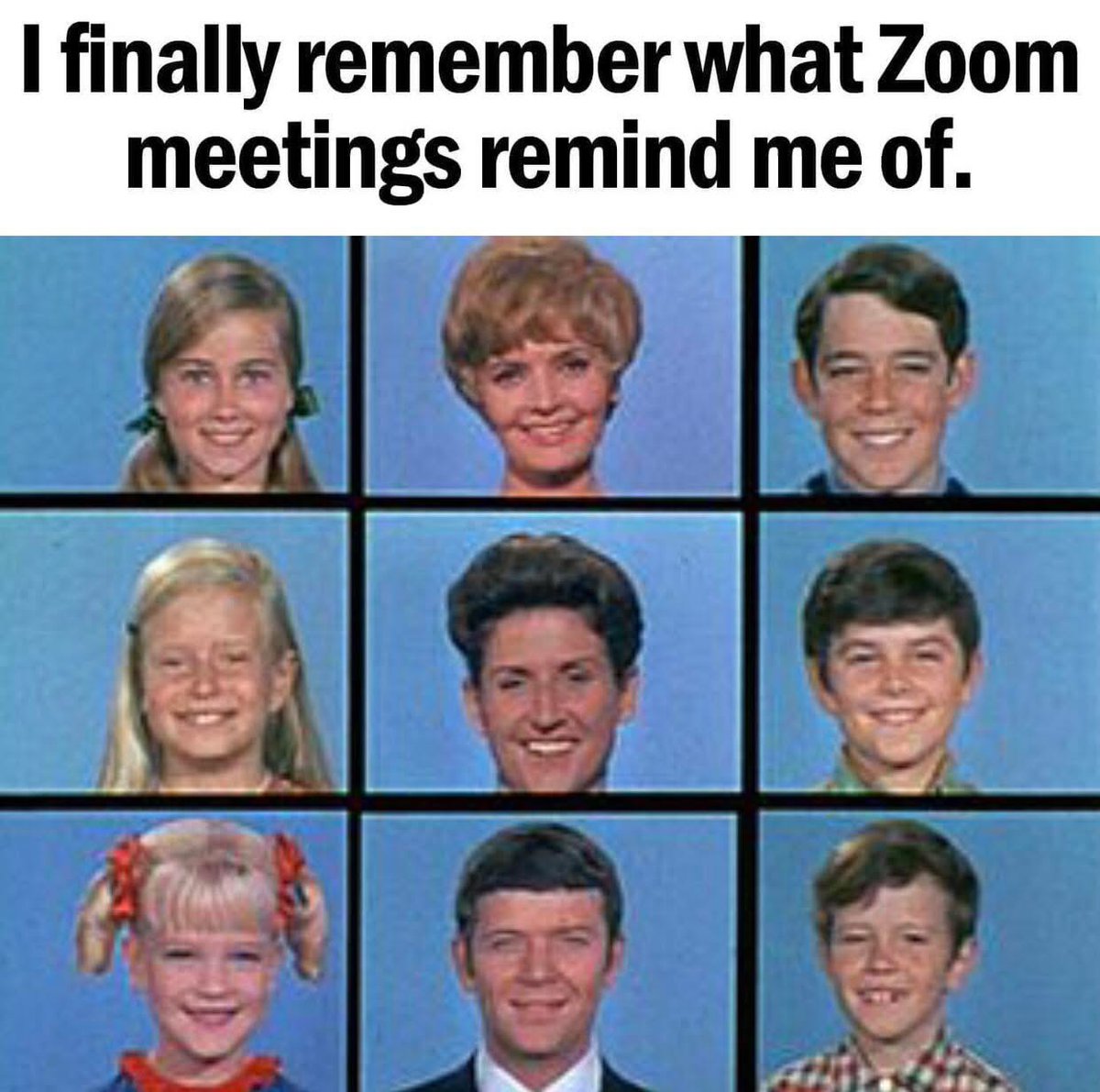 realbobandbrad's tweet image. Just waiting for someone to start singing 🎶 “Here’s the story… of a lovely lady…”

#ZoomLife #BradyBunchVibes #WorkFromHomeHumor #BobAndBrad #VirtualMeetingMood