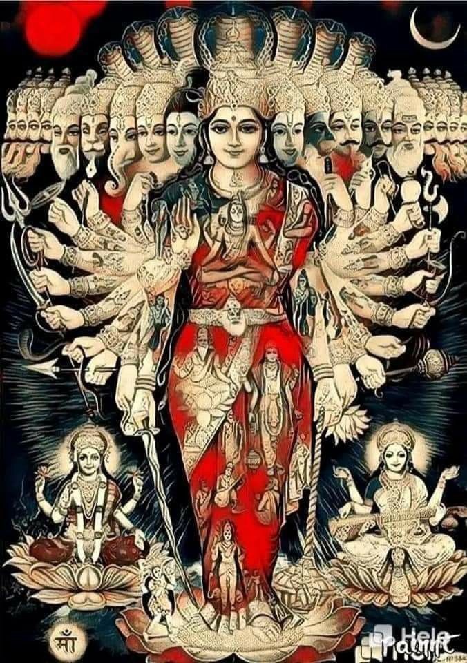 RajeevKuma343's tweet image. 🕉️🚩
सिंहस्था शशिशेखरा मरकतप्रख्यैश्चतुर्भिर्भुजैः
शंख चक्रधनुः शरांश्च दधती नेत्रैस्त्रिभिः शोभिता
आमुक्तांगदहारकंकणरणत्काञ्चीरणन्नूपुरा
दुर्गा दुर्गतिहारिणी भवतु नो रत्नोल्लसत्कुण्डल🕉️🚩