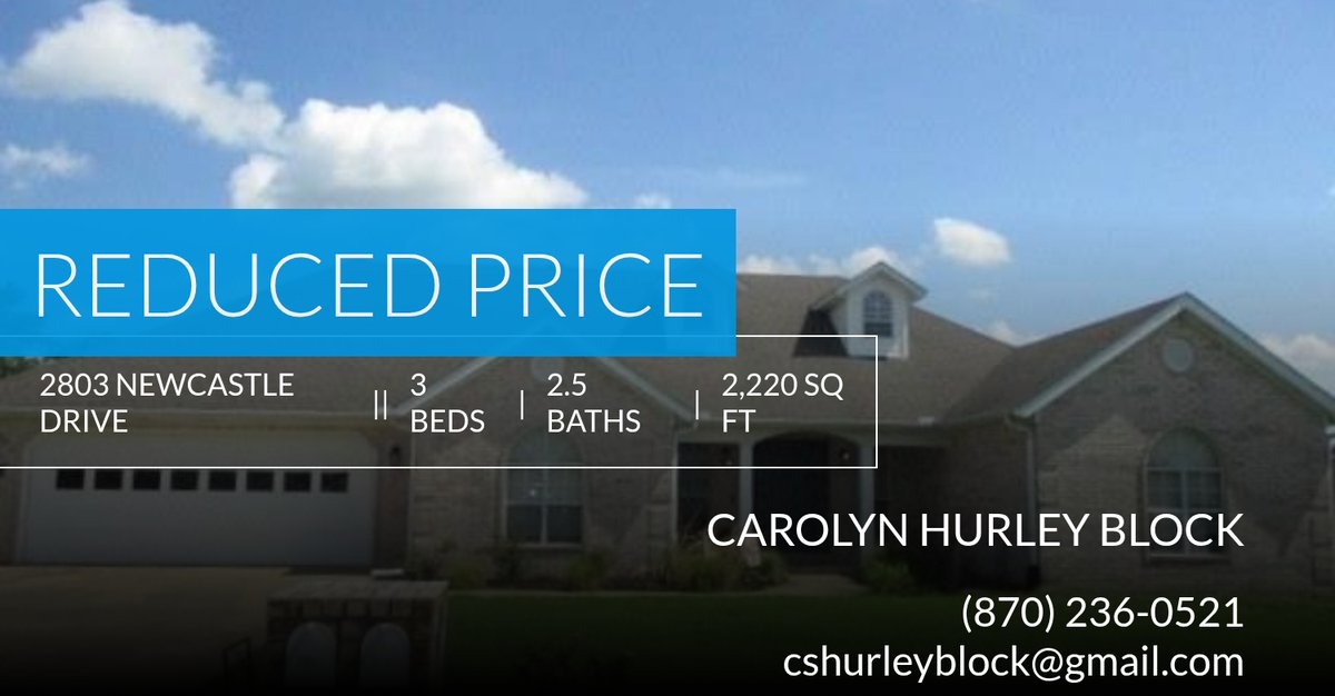 HurleyBlock's tweet image. 📍 Reduced Price 📍 This recently reduced home at 2803 Newcastle Drive in Paragould won't last long, so, don't wait to set up a showing! Reach out here or at (870) 236-0521 for more information! homeforsale.at/2803_NEWCASTLE…