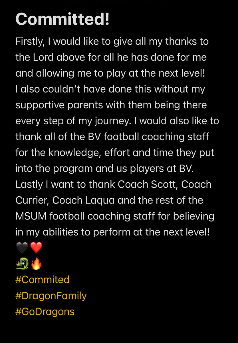 Bryce Bangasser ‘26 OL (@brycebangasser) on Twitter photo Committed! 🐉🔥
@AGTG <a href="/CoachScott_88/">AJ Scott</a> <a href="/coachjcurrier/">Jesse Currier</a> <a href="/CoachLaqua/">Steve Laqua</a> <a href="/bvhsfootball/">BV Lynx Football</a> <a href="/mchristensenbv/">Matt Christensen</a>
<a href="/riggsfootball/">Coach Riggs</a> <a href="/NWahlScouting/">Nate Wahl</a>
#Commited #GoDragons #DragonFamily Committed! 🐉🔥
@AGTG <a href="/CoachScott_88/">AJ Scott</a> <a href="/coachjcurrier/">Jesse Currier</a> <a href="/CoachLaqua/">Steve Laqua</a> <a href="/bvhsfootball/">BV Lynx Football</a> <a href="/mchristensenbv/">Matt Christensen</a>
<a href="/riggsfootball/">Coach Riggs</a> <a href="/NWahlScouting/">Nate Wahl</a>
#Commited #GoDragons #DragonFamily