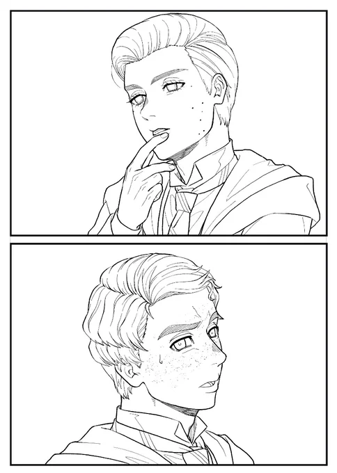 2人の顔のタイプ全然違う描いてても楽しい
美形とイケメン🐍 