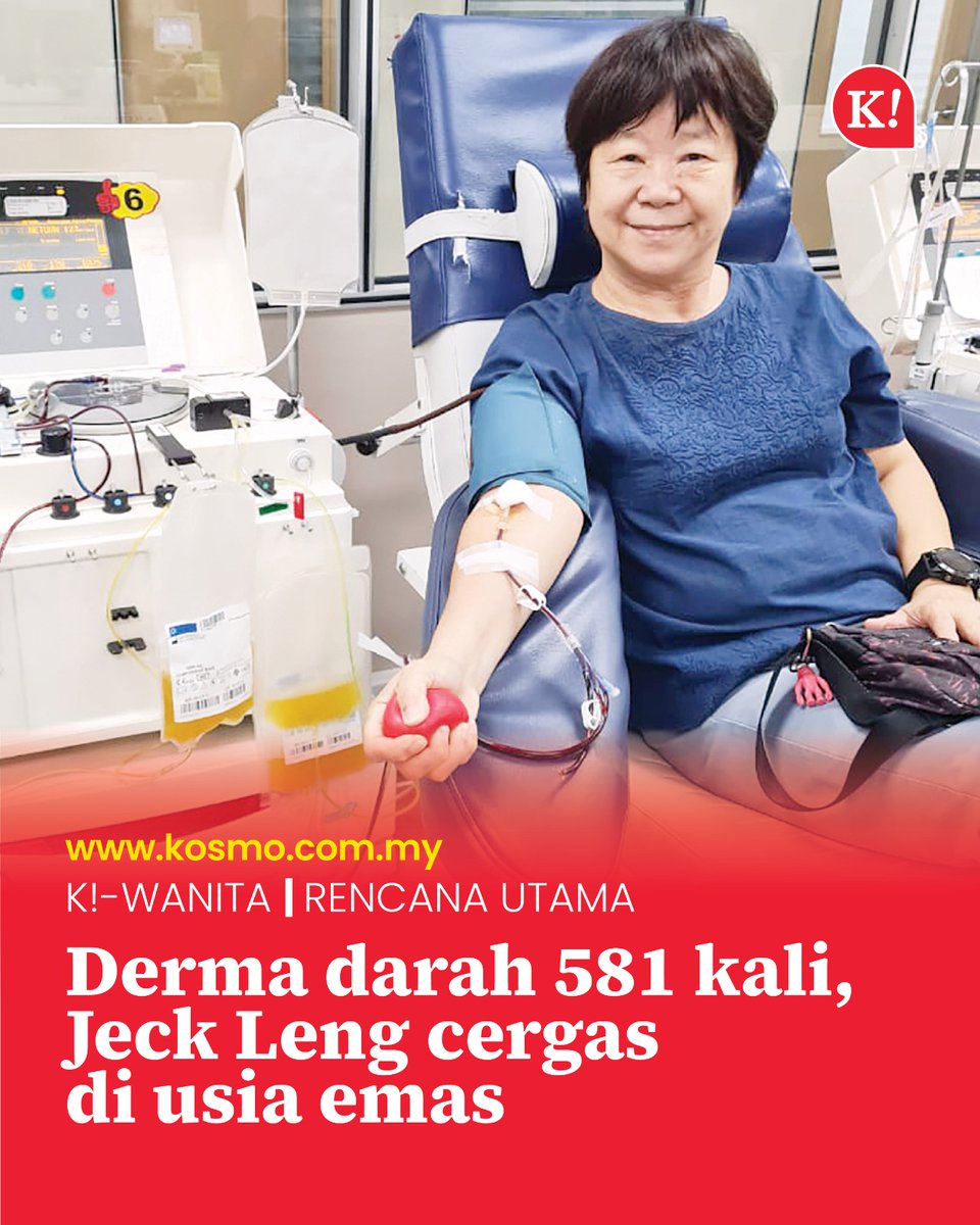 Setiap dua minggu sekali menjadi rutin buat Chin Jeck Leng untuk berkunjung ke ke Pusat Darah Negara (PDN) di Jalan Tun Razak, Kuala Lumpur.

kosmo.com.my/2025/07/18/der…