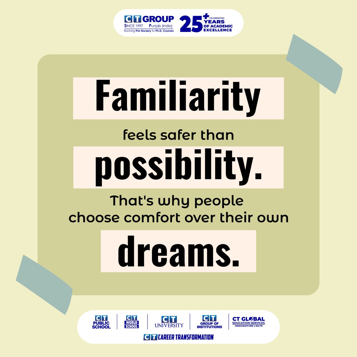 Familiarity may feel safe, but growth lies in the unknown. 

Dare to chase possibility over comfort.✨